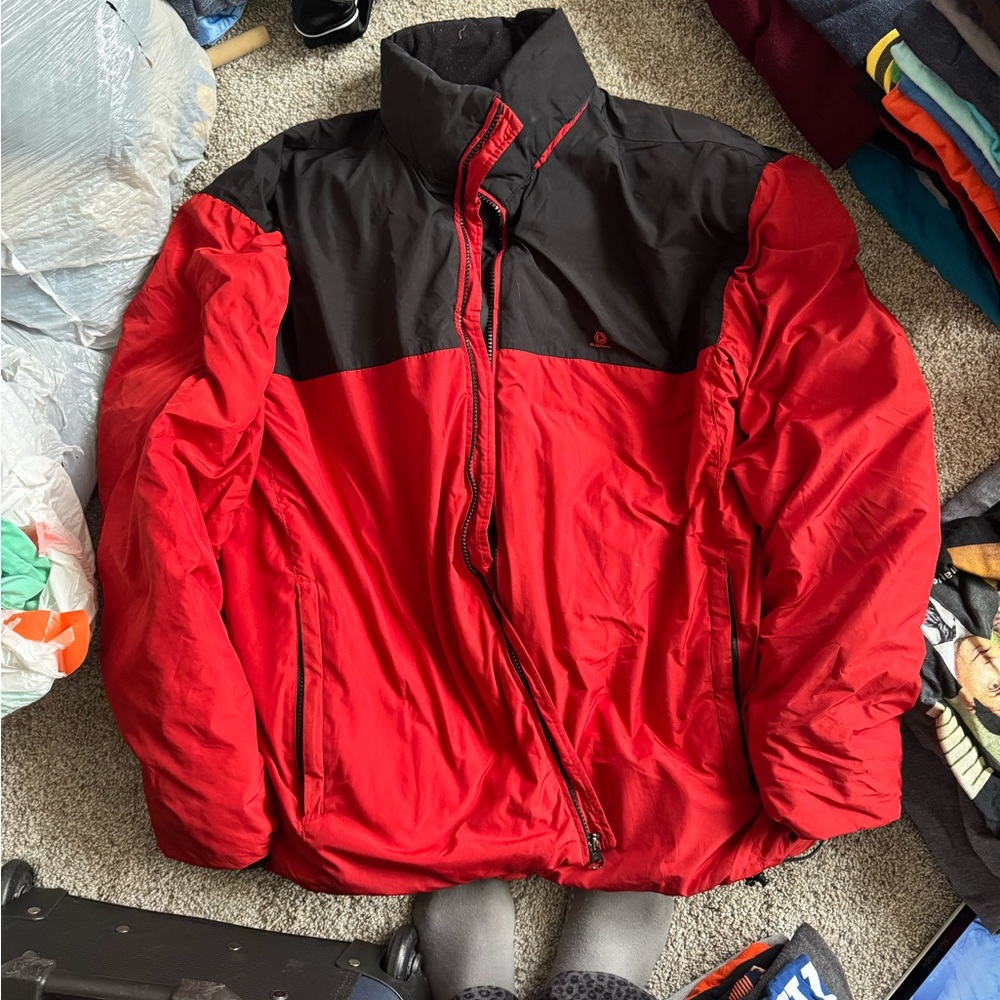 Old navy Red and Black Men's Jacket filled with feathers